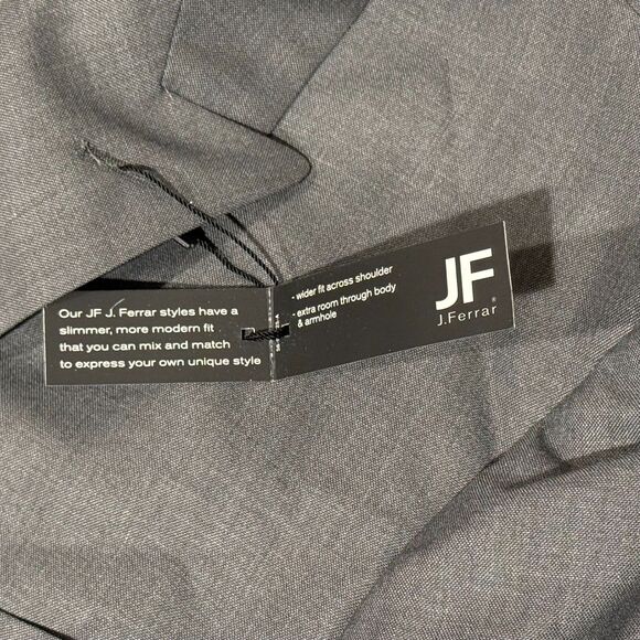 JF J Ferrar Suit Jacket Mens 54X BGLG Gray Sharkskin 2 Button Front Peak Lapel - Picture 9 of 16